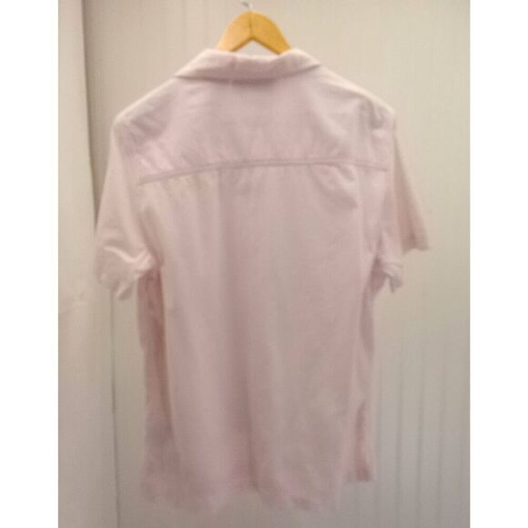 Victoria Jones double layered pink, pinstripe, flamingo, short sleeve, button do - Picture 2 of 6